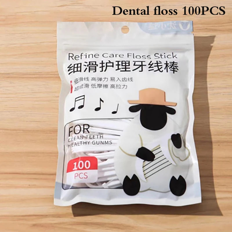 Box Portable Automatic Dental Floss Storage Flosser Picks Toothpick Qme Floss 100PCS