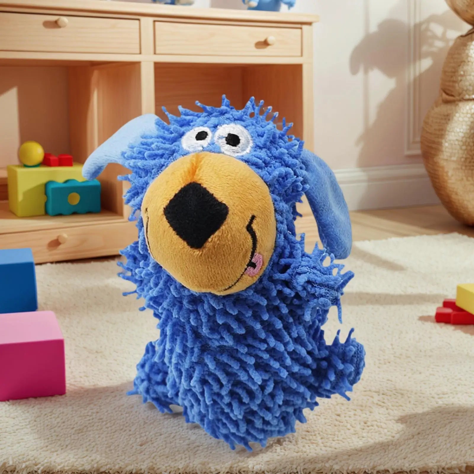 Squeaky Stuffed Dog Toy Interactive Dog Squeak Toys for Teeth Cleaning Enrichment Stimulation Puppy Chewers Qme