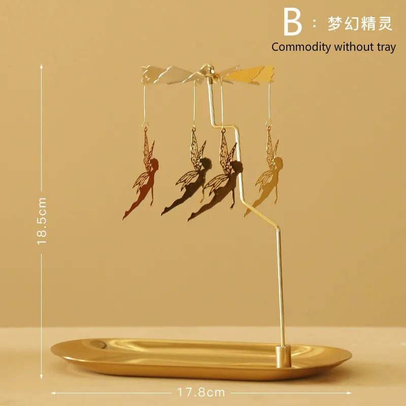 Tray Rotating Candlestick Scented Candle Romantic Walk Horse Lamp European Windmill Creative Swing Birthday Wedding Gift Qme B Excluding tray