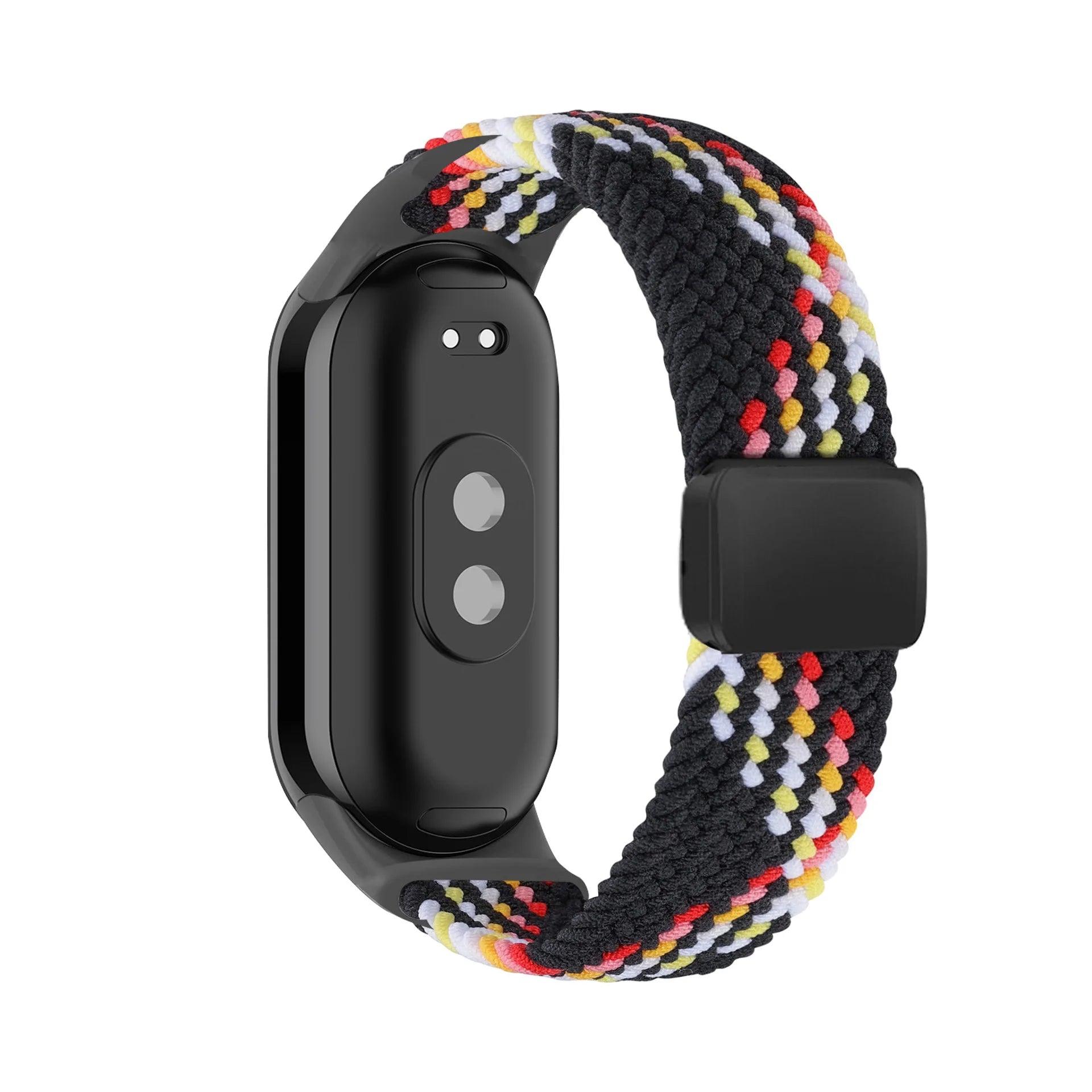 Breathable Elastic Nylon Braided Magnetic Watch Strap Adjustable Replacement Wristband For Xiaomi Watch 8 9 10 Accessory Qme Black rainbow XiaoMi 10 9 8