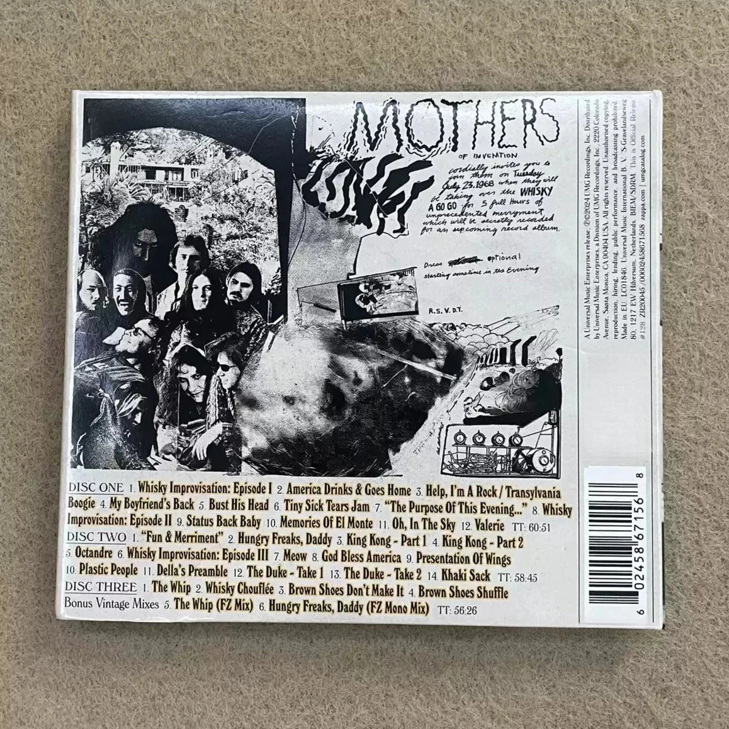 Rock Live Album 3CD Set with Retro Band Photo Cover, Iconic 60s Aesthetic + High-Energy Live Tracks for Both Display Listening Qme