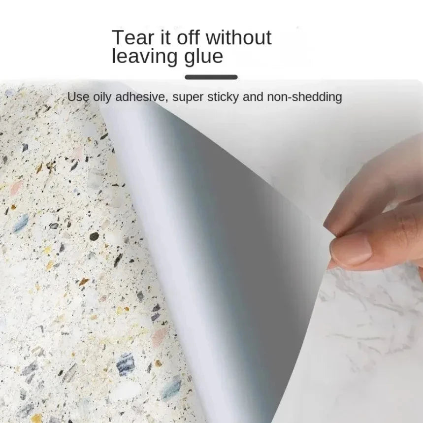 Marble Kitchen Self-adhesive Oilproof Tile Wallpaper Moisture-Proof Countertop Pantry Sticker Bathroom Waterproof Wall Stickers Qme
