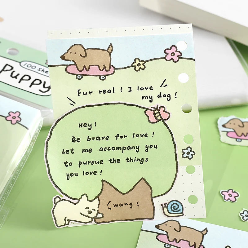 100 sheets Relaxation Series Cartoon Adhesive Cute Animals Notes Notepad Memo Pad Office School Supplies Stationery Stickers Qme