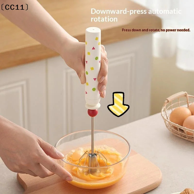 Household Semi-automatic Egg Beater Stainless Steel Cream Manual Qme