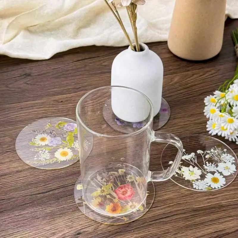 1 Floral Coasters Wedding Birthday Table Decor Mother's Day Gifts 2D Qme