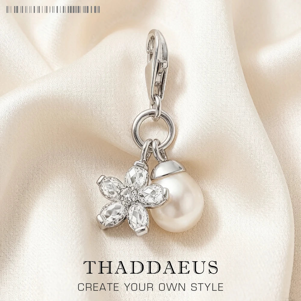 Charm Pendant Flower & Pearl Europe Accessories Club Jewelry For Women Spring Gift In 925 Sterling Silver Qme Lobster Clasp