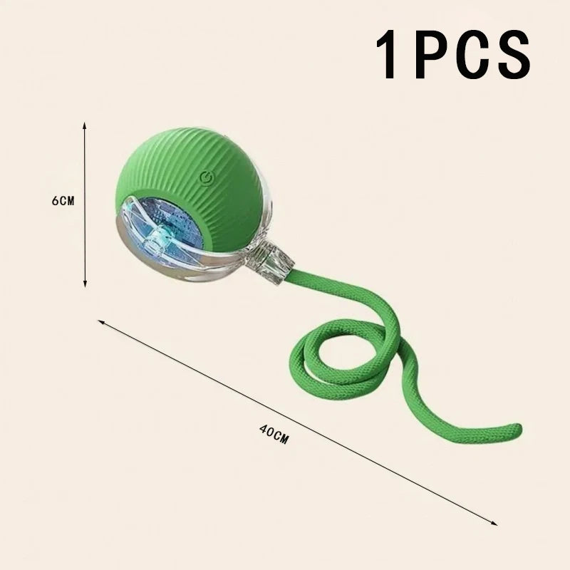New interactive cat ball toy with automatic rolling ball simulation tail rechargeable intelligent pet electric toy Qme 1pcs-Green