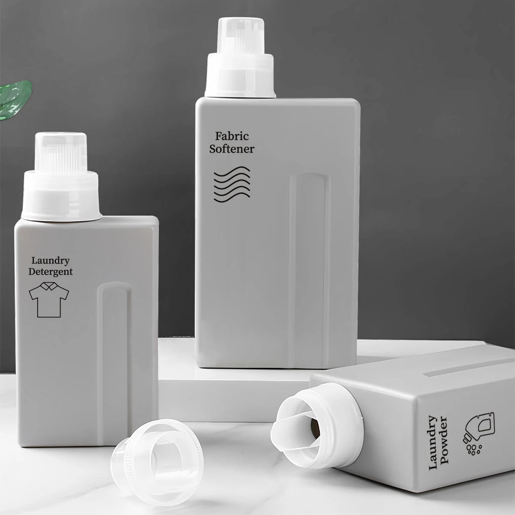 1000ml Laundry Detergent Dispenser Bottle Refiilable Laundry Storage Container for Liquid Powder Softener Laundry Room Canister Qme