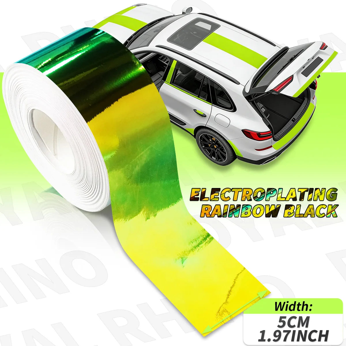 Glossy Colored White Black Pink Vinyl Sticker Self-Adhesive Waterproof Motorcycle Engine Hood Decal Car Design Decoration Qme RAINBOW BLACK 9M 5cm