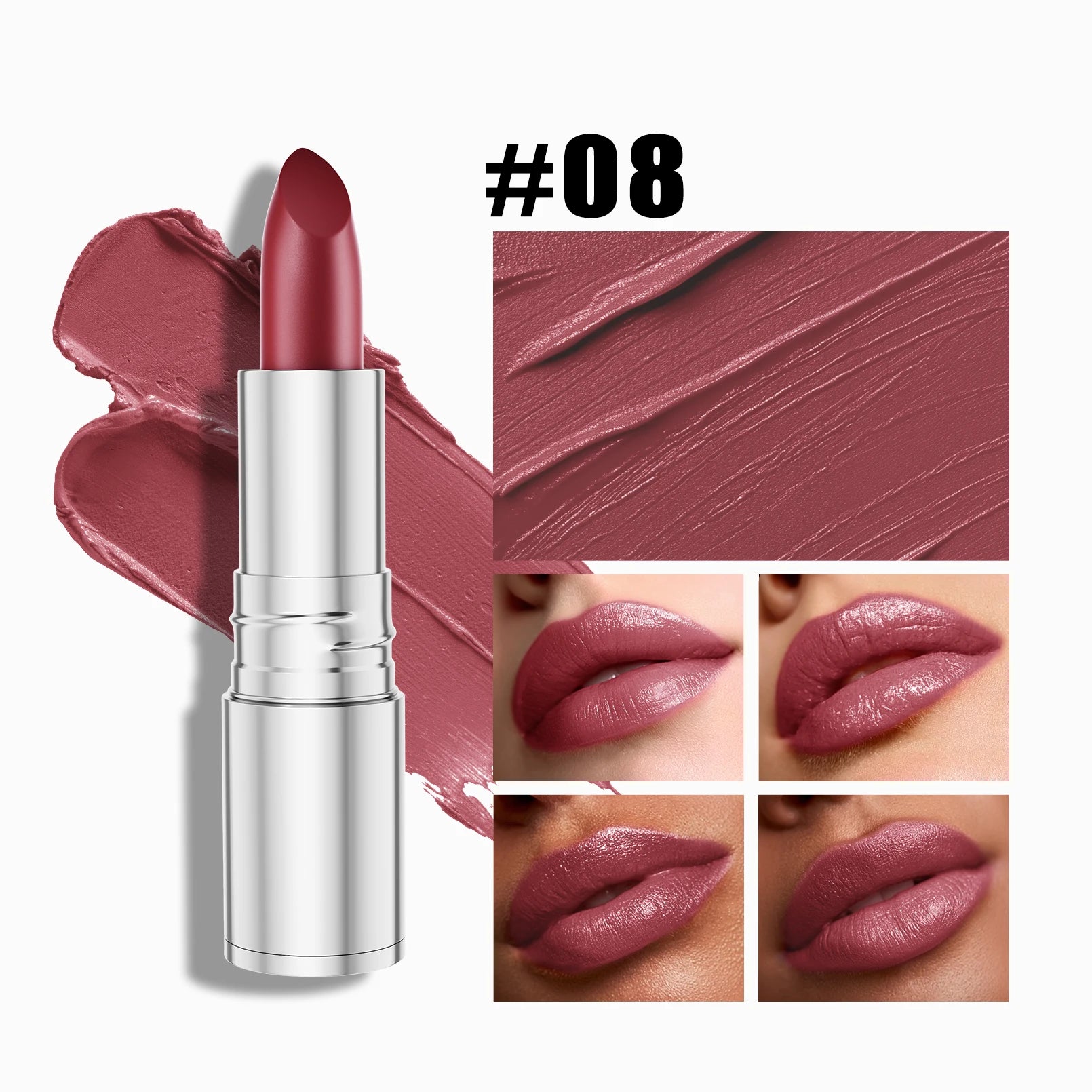 6-Color Matte Lipstick , Non-Fading, Non-Stick Cup Long-Lasting Velvet Finish, Smooth Matte Lip Color Waterproof Smudge-proof Qme M614-8