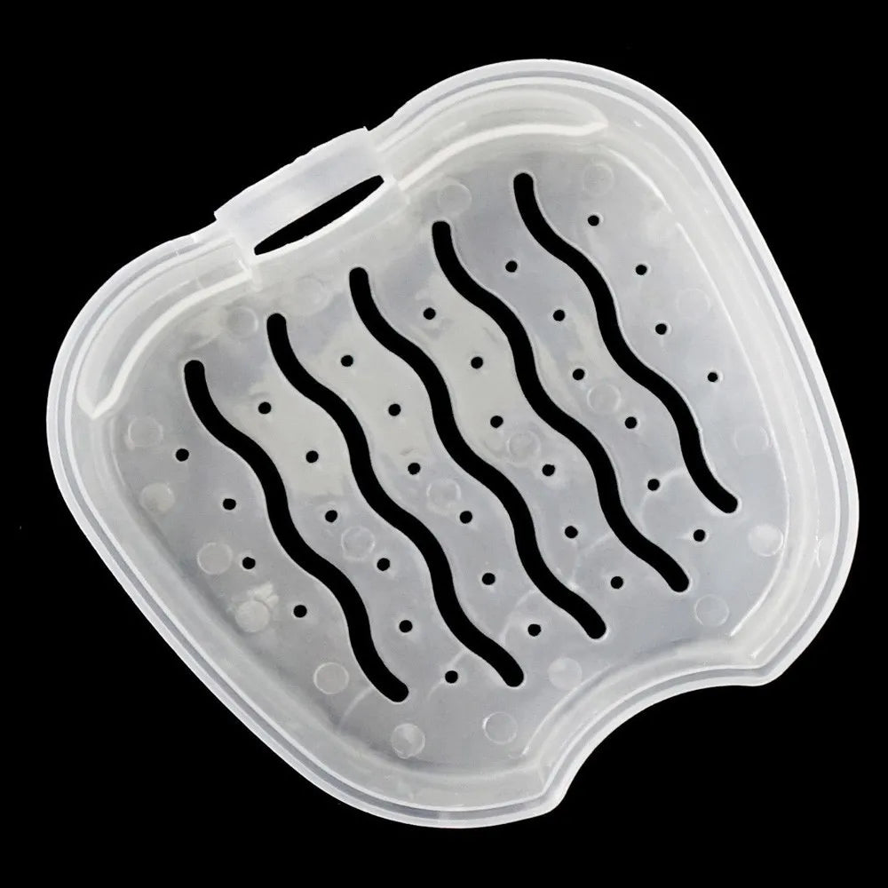 Plastic Denture Bath Box Organizer False Teeth Storage Box with Hanging Net Container Cleaning Artificial Teeth Cases Qme