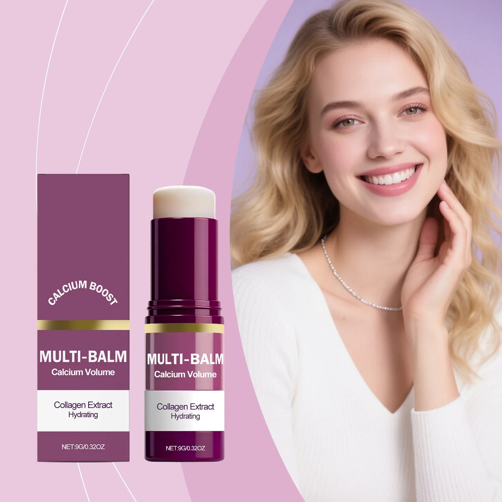 Multi Balm Calcium Volume Firming Skin Hydrating Nourishing Smoothing Collagen Moisturing Stick Suitable for Eyes Neck Face Qme