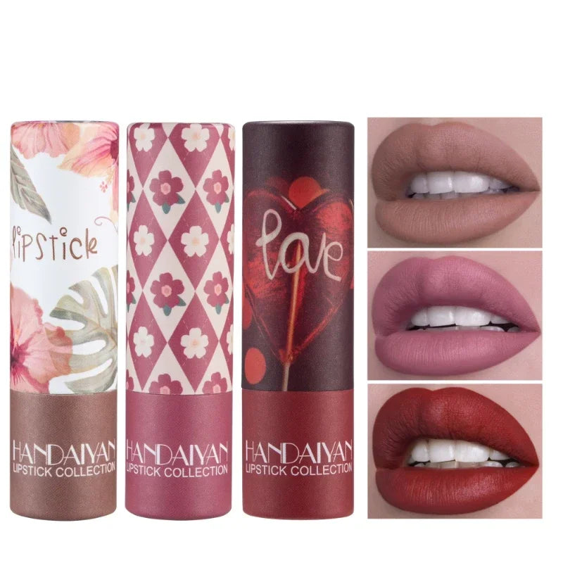 8 Colors Matte Velvet Texture and Is Not Easy to Fade. Naked Color Lipstick, Matte Paper Tube Lipstick Christmas gift Qme