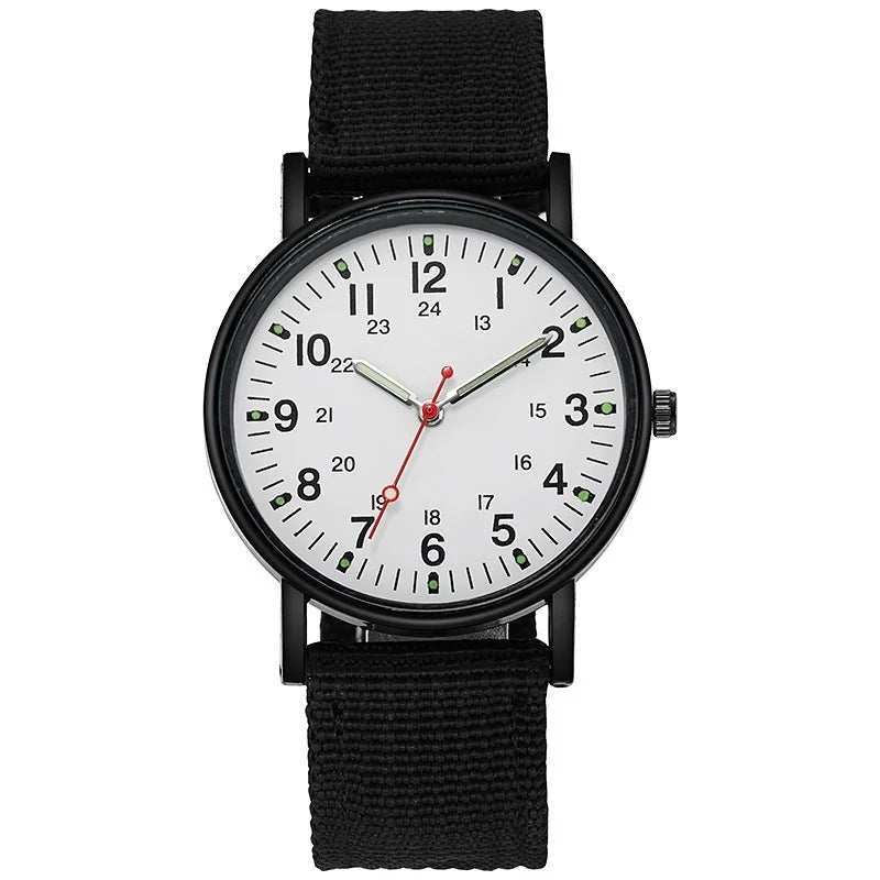 Luminous Dial Men's Braided Strap Casual Watch, Quiet Quartz Watch for Male Students Qme white