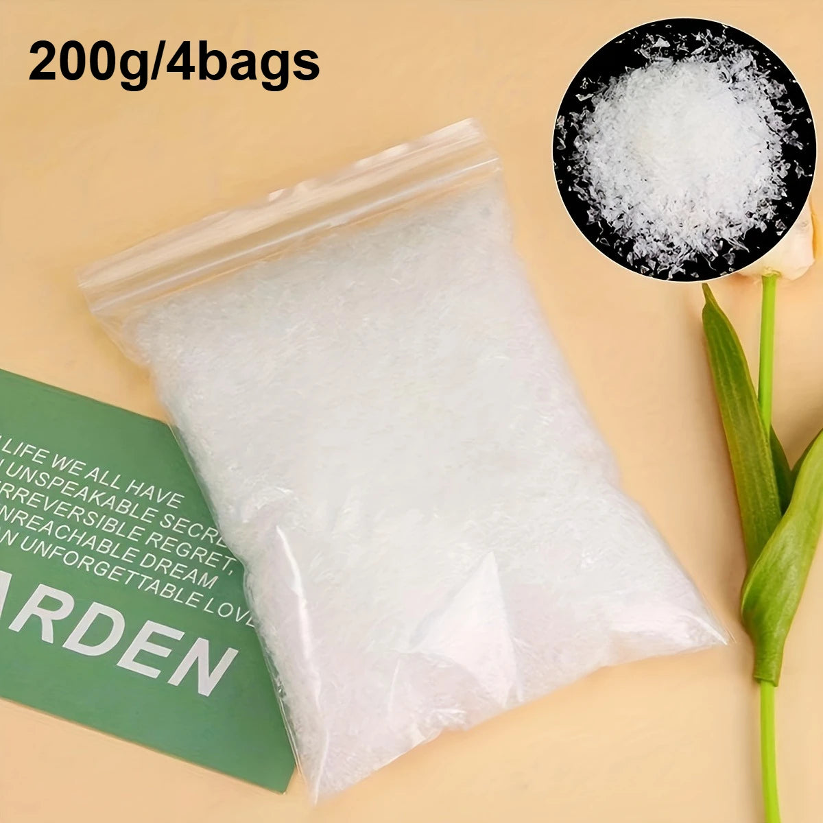 100g Artificial Snow Flakes, Fake Snow for Christmas Decor & Winter Crafts Qme 200g