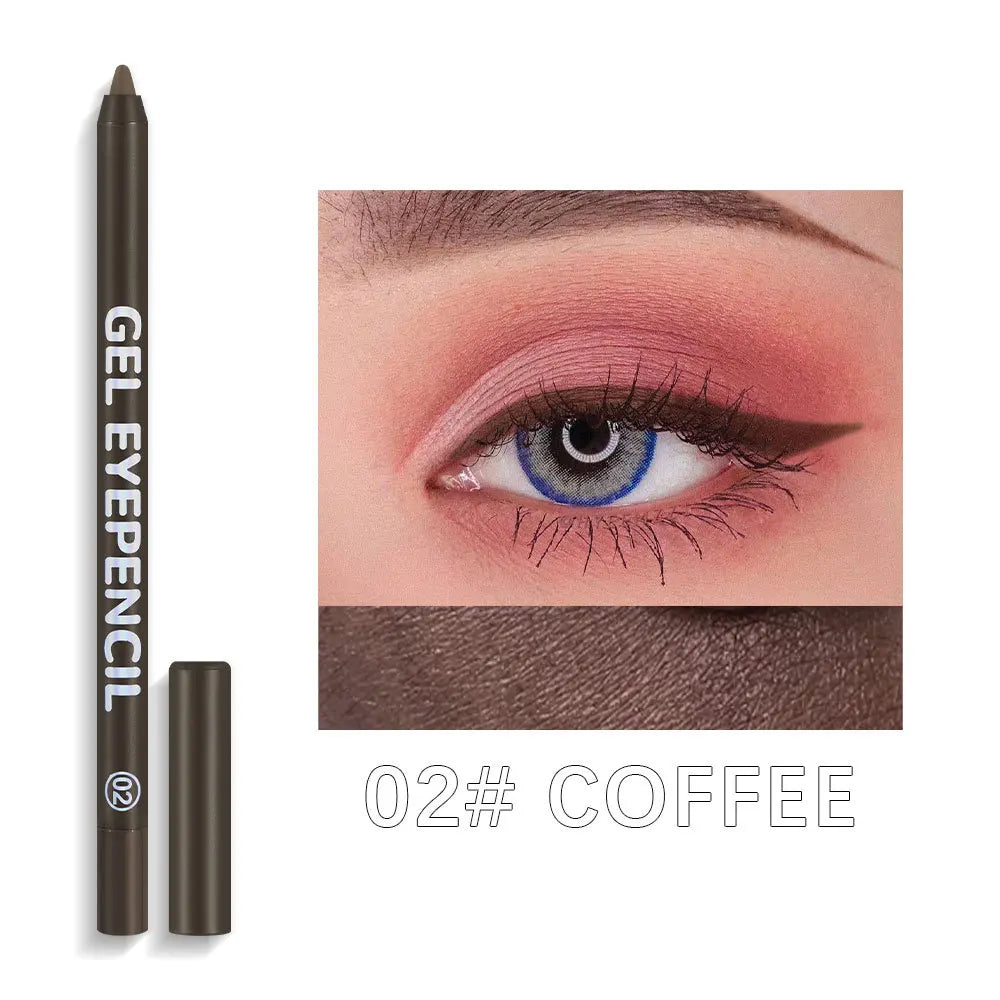 12 Color Matte Eyeliner Gel Pencil Soft Easy to Wear Colorful White Yellow Blue Pink Pearl Gloss Eye Liner Pen Cream Makeup Tool Qme 02