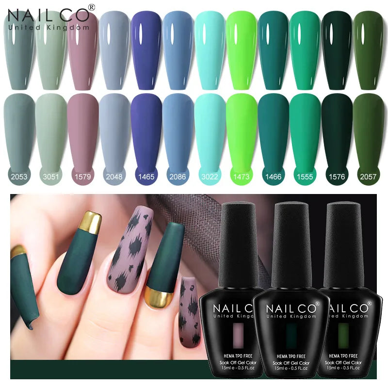 NAILCO Green Series Dark Gel Nail Polish Lasting Hybrid Base Matte Qme