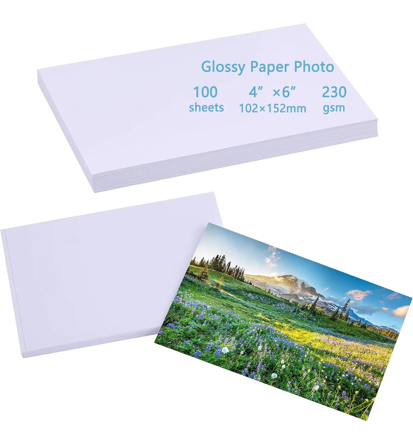 3.5"x5", 4"x6", 5"x7", 6"x8",8"x10" Glossy Paper Photo for Dye Ink Printer, 230gsm Inkjet Printing Photo Paper for Life Record Qme 4x6inch-100sheets