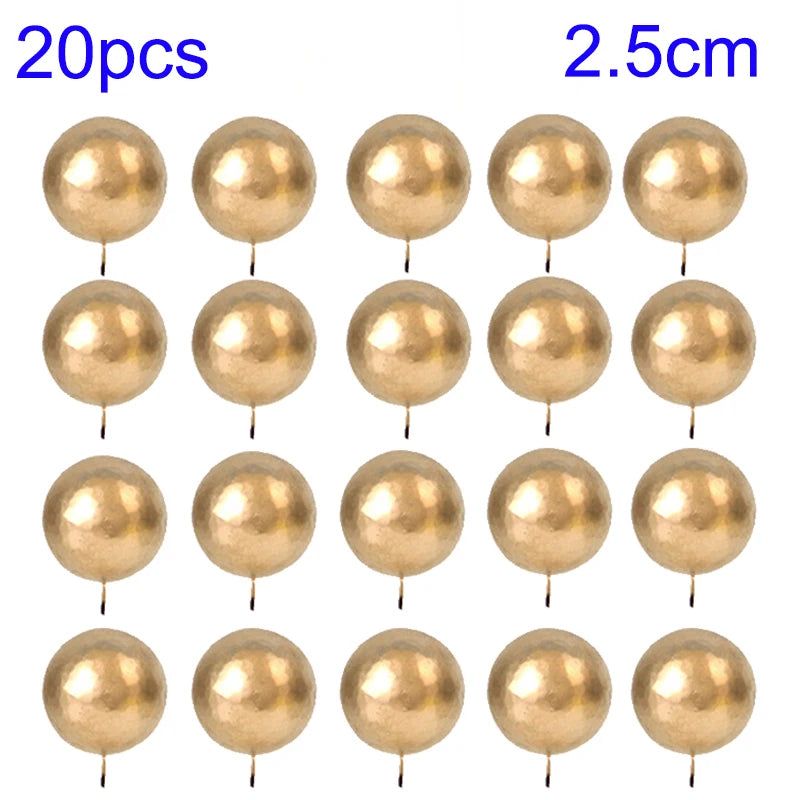 20Pcs Cake Topper Gold Silver Ball Happy Birthday Cake Topper DIY Cupcake Flag Wedding Christmas Ball Decor Birthday Decoration Qme 20pcs-Gold-2.5cm