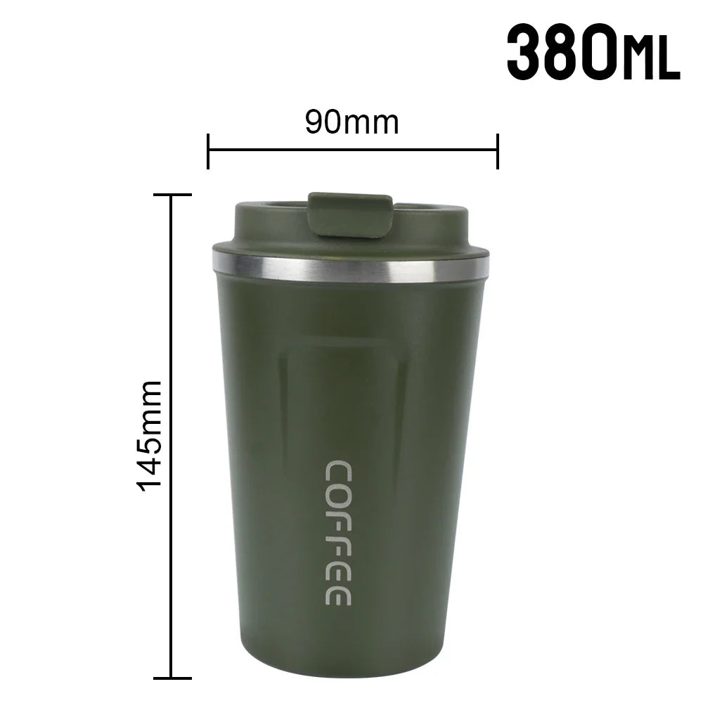 Mug Car Thermos 380 Leak Proof Travel Thermo Cup Tea Water Coffee Qme 380ML Green 401-500ml