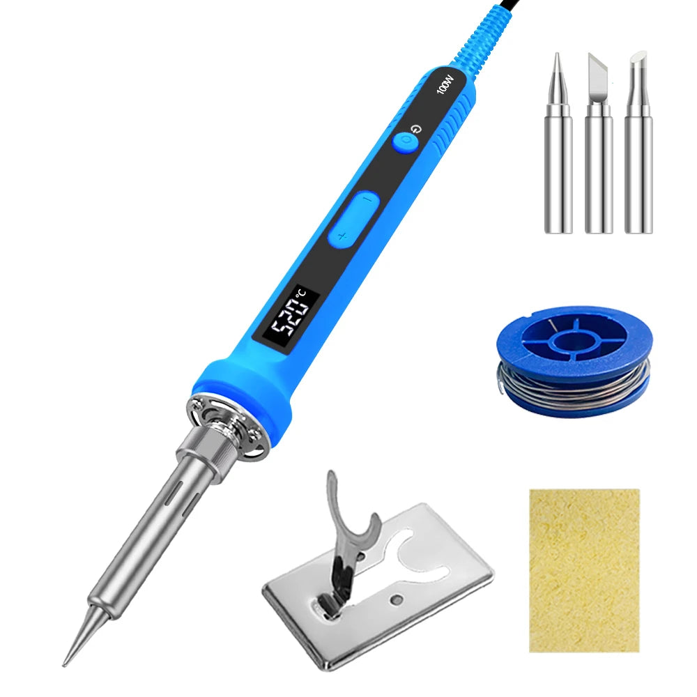 100W 120W 150W Digital Soldering Iron Repair Welding Tool Calibration Qme 919-BLUE SET 110V US PLUG