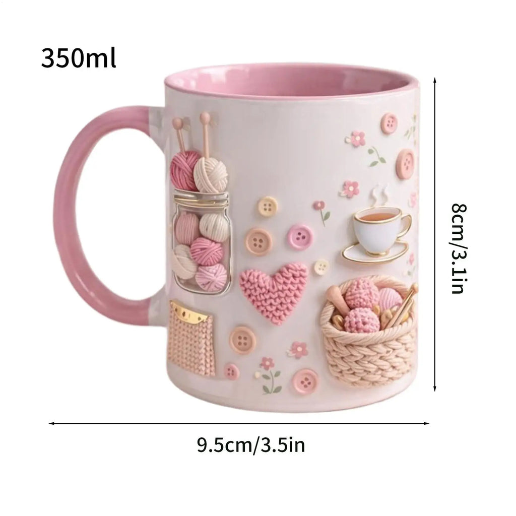 Funny Coffee Mug 350ml Ceramic Crochet Desk Decor Novelty Water Mug Coffee Cups for Women Mom Friend Sister Birthday Christmas Qme