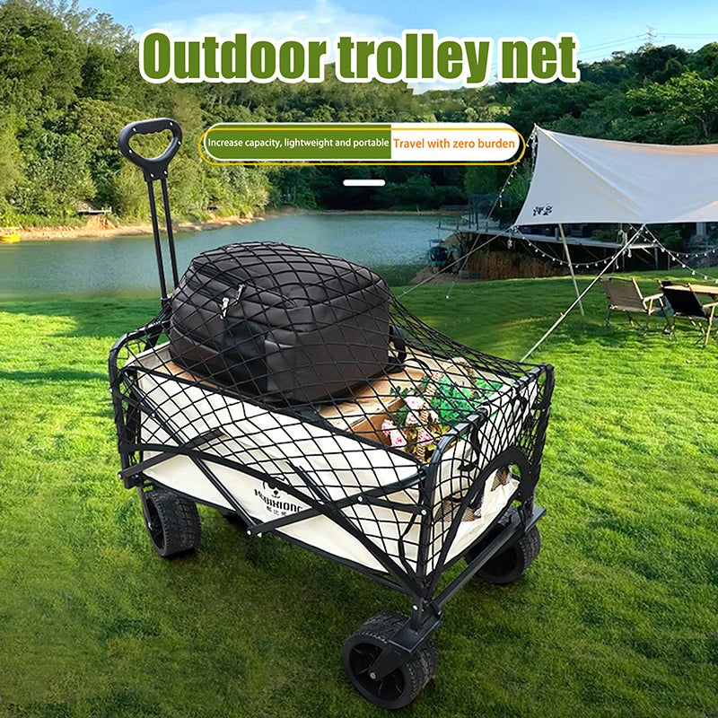 Camping Trolley Net Hook Wagon Cargo Heavy Duty Nylon Garden Cart Qme