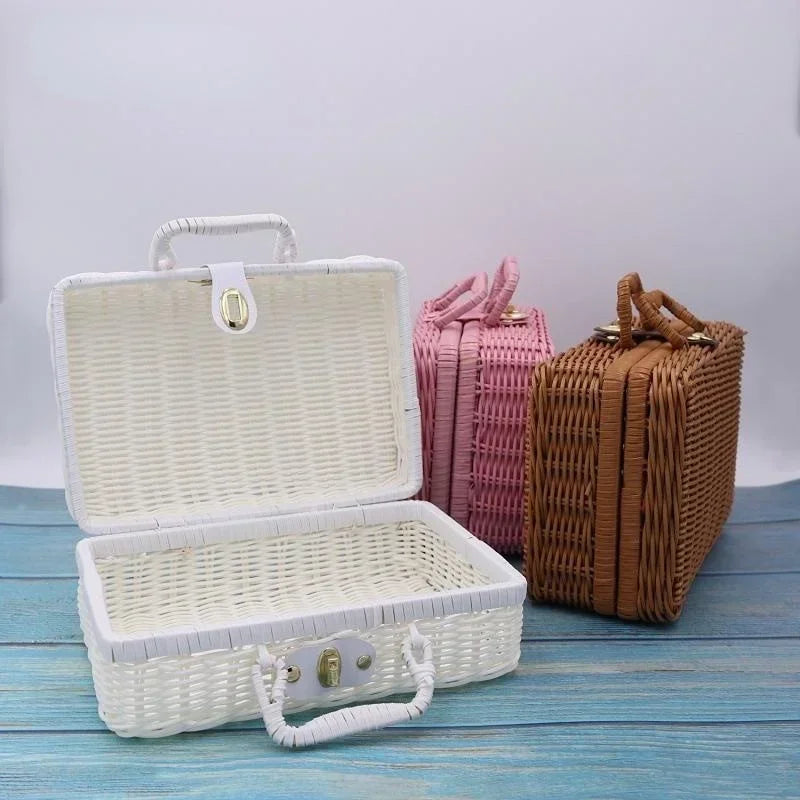 Rattan-like Finishing Box Woven Rattan Basket Retro Storage Qme