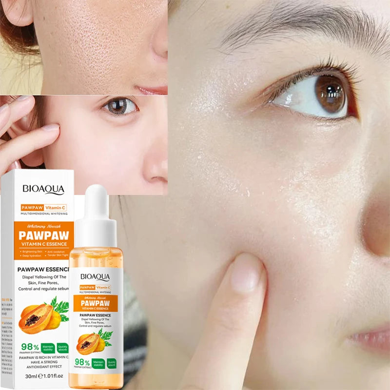 Papaya VC Brightening Serum Improve Dullness Remove Dark Spots Effective Whiten Freckle Product Moisturize Face Skin Care Beauty Qme