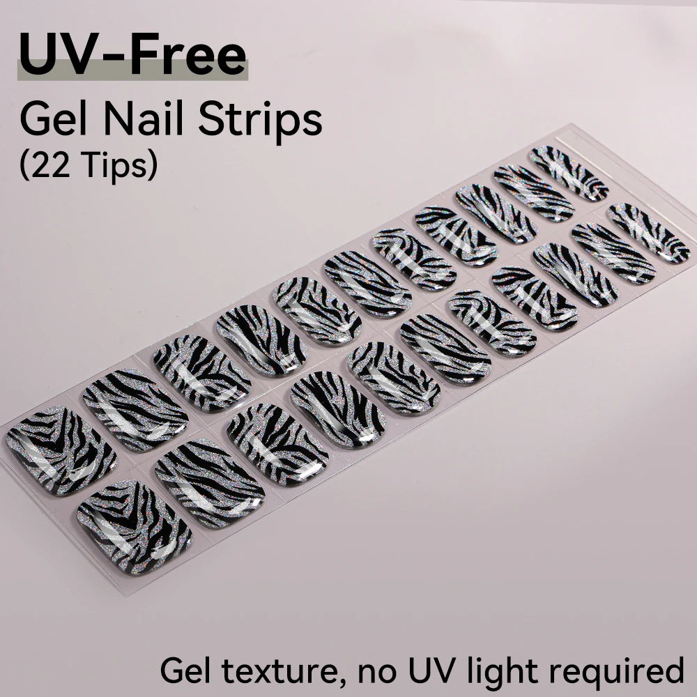 22Tips Sparkling Leopard Pattern Full Cover Nail Stickers French