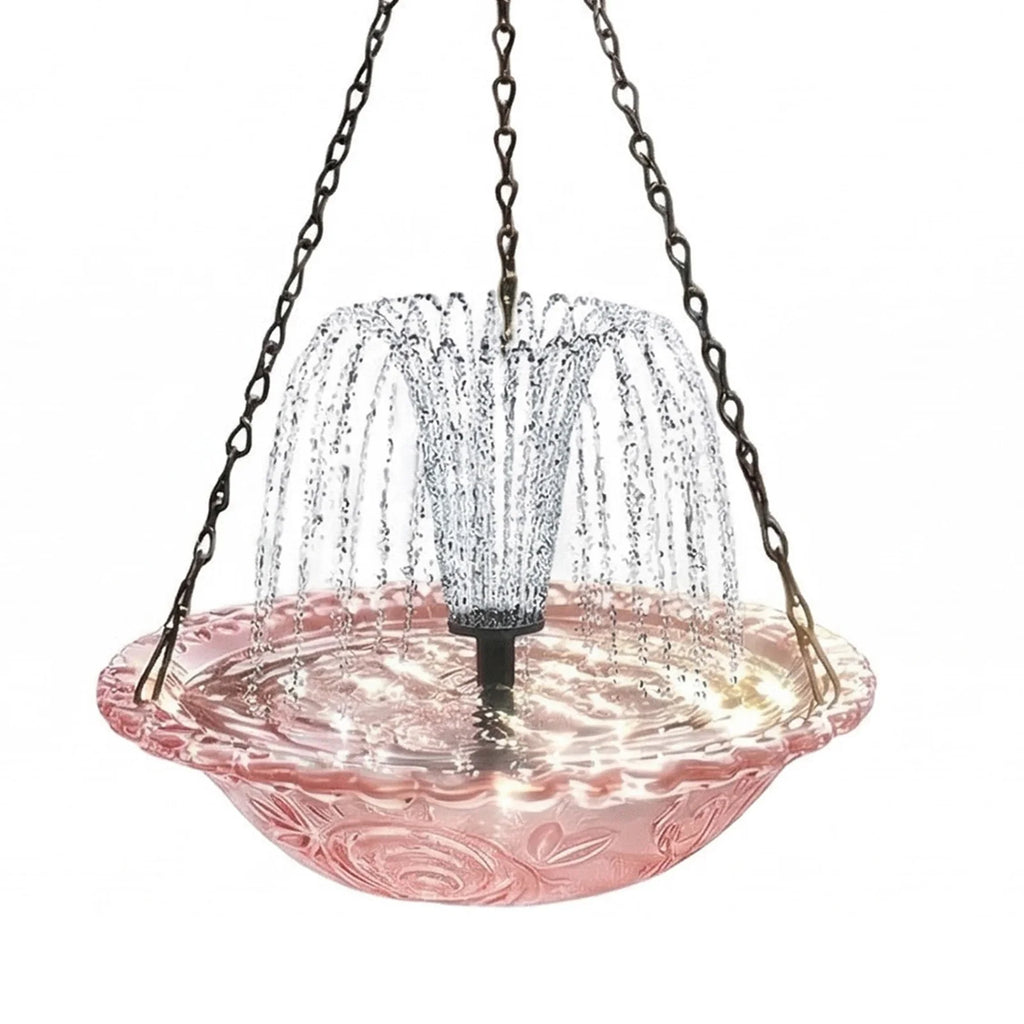 Solar Powered Birdbath with Water Pump Wildlife Feeder Outdoor Hanging Bird Bath with Solar Fountain for Outdoor Garden Decor Qme