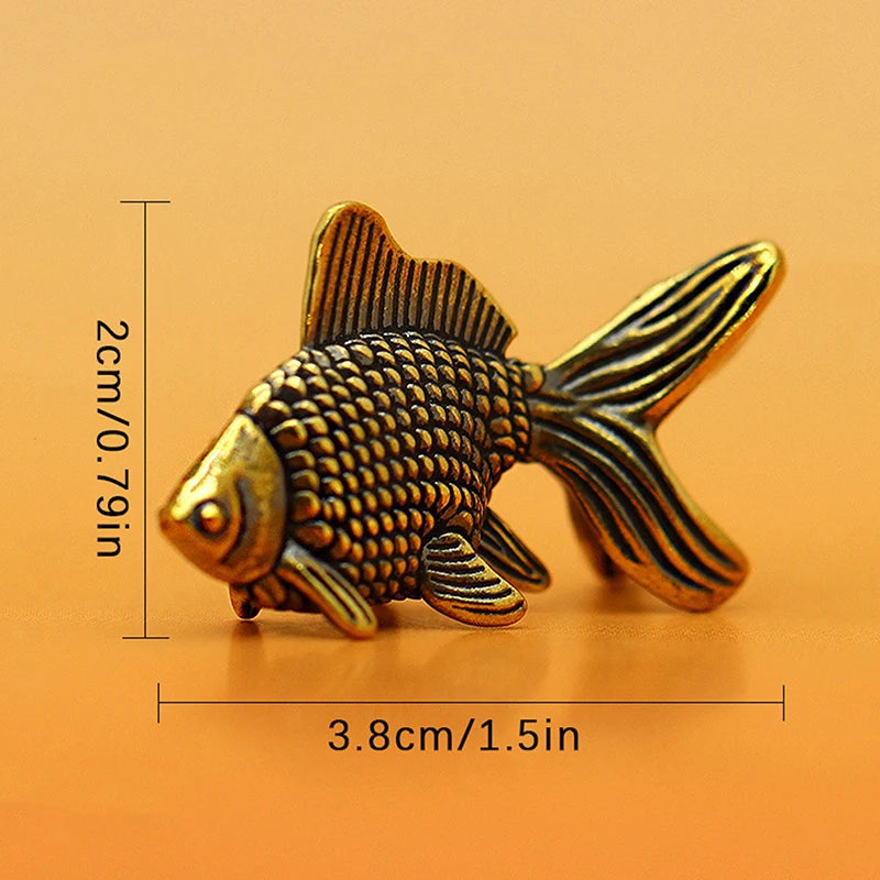 Desk Decoration Tea Pet Cute Gifts Goldfish Figurines Retro Brass Qme