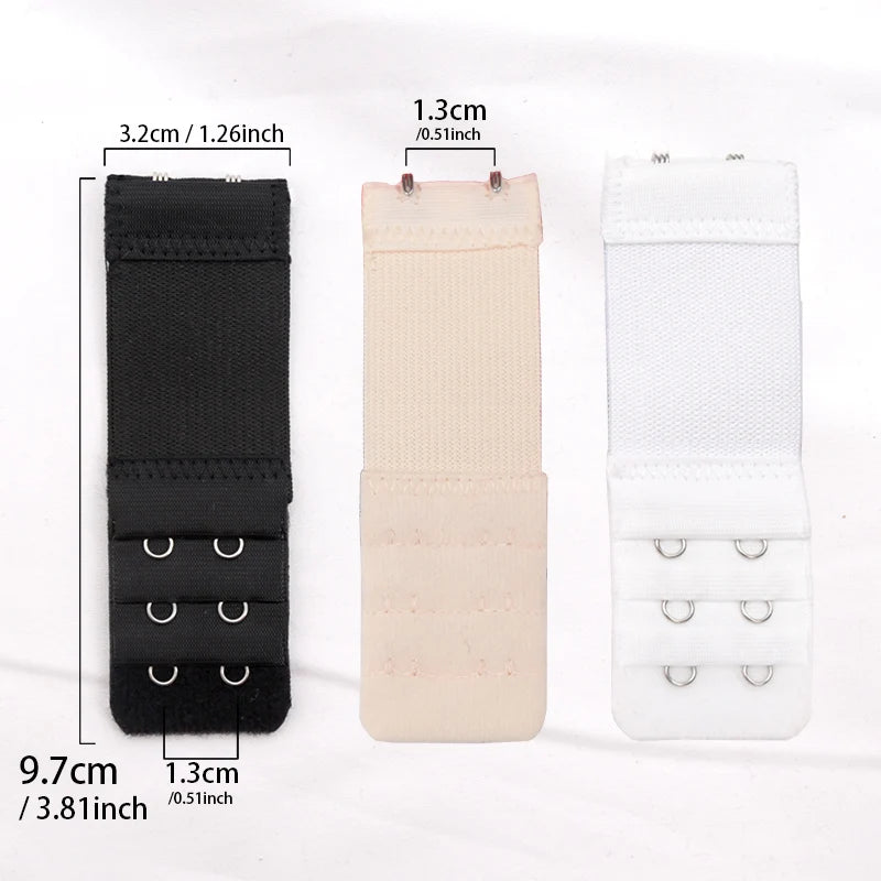 Women 3Pcs Bra Extenders Extension Underwear Accessories Elastic Bra Lengthen Expander 3 Row Buckle Adjustable Hook Intimate DIY Qme