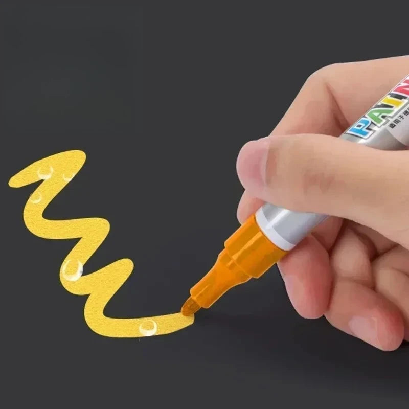 Car paint scratches repair brush pen waterproof water paint marker pen car tire tread care automotive black white red silver Qme