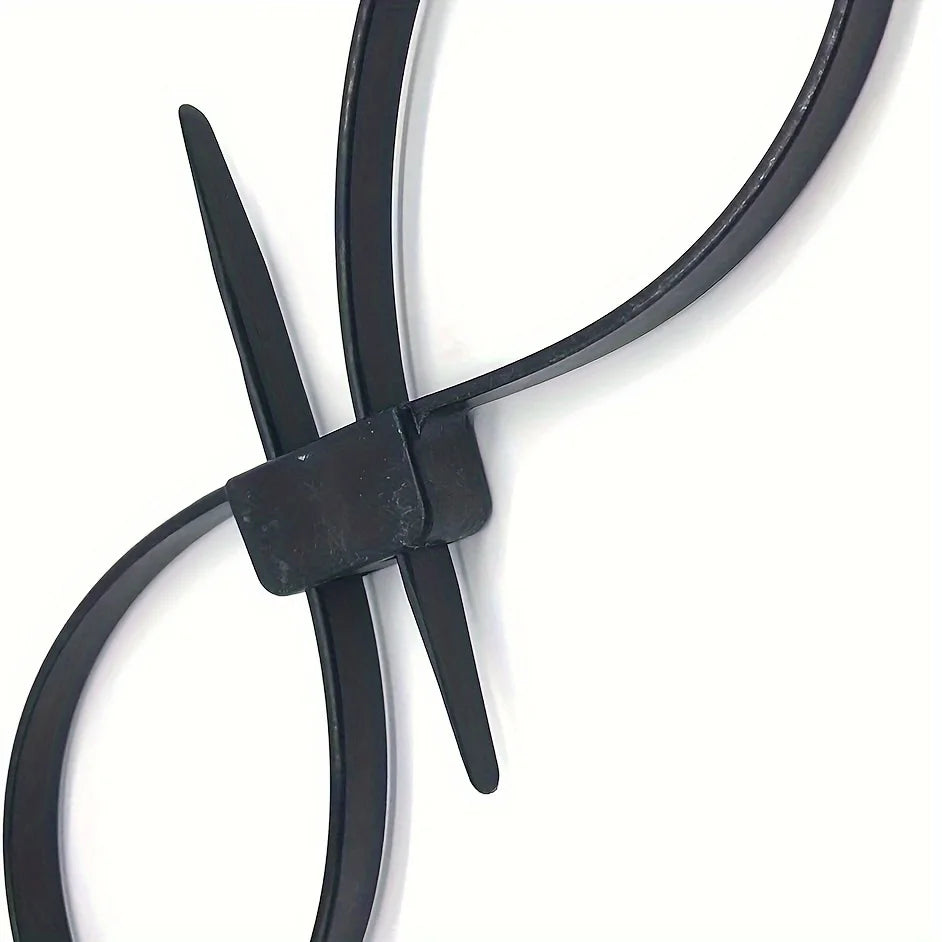 Durable Black Nylon Zipper Tie Handcuffs - UV, Anti-Slip Design for Secure Item Fastening in Various Applications Qme