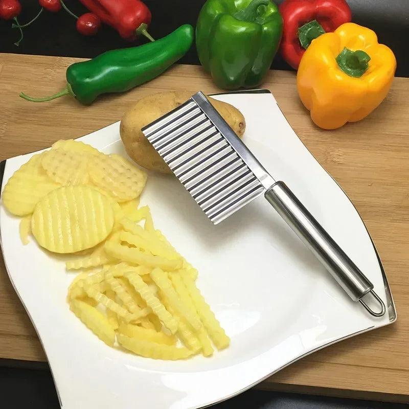 Stainless Steel Wave Potato Slicer Vegetable Cutter French Fries Qme
