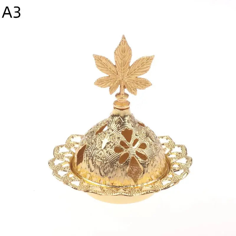 Home Hotel Incense Holder Yoga Ornaments Burner Hollow Golden Tower Qme A3