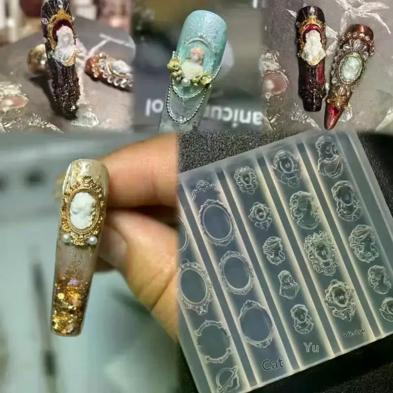 European Gypsum Statue 3D Relief Nail Art DIY Decoration Transparent Qme