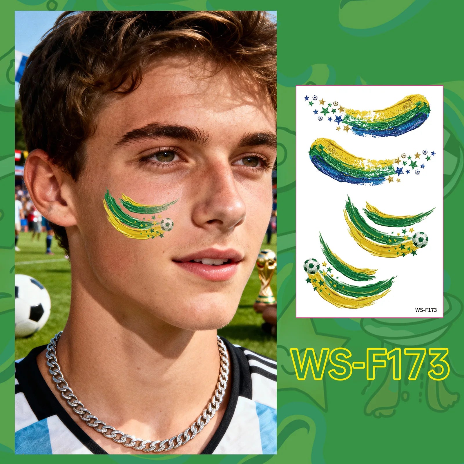 A 10PCS new painted graffiti football tattoo sticker carnival football peripheral game fans DIY decorative tattoo sticker Qme