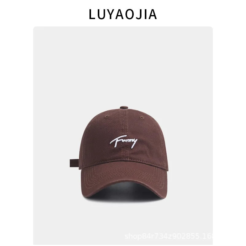 Korean Version Embroidered Soft Cap Women's Fashion Versatile Street Qme Chocolate