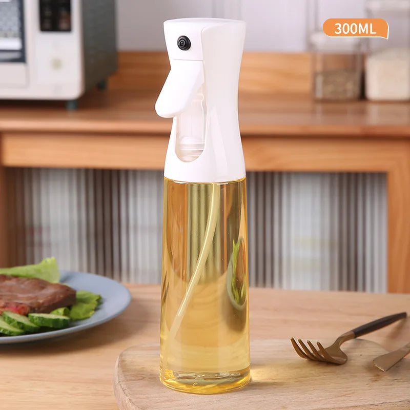 Oil Spray Bottle For Cooking Kitchen Olive Oil Sprayer For Camping BBQ Baking Vinegar Soy Sauce 200ml 300ml Kitchen Accessories Qme White 300ML