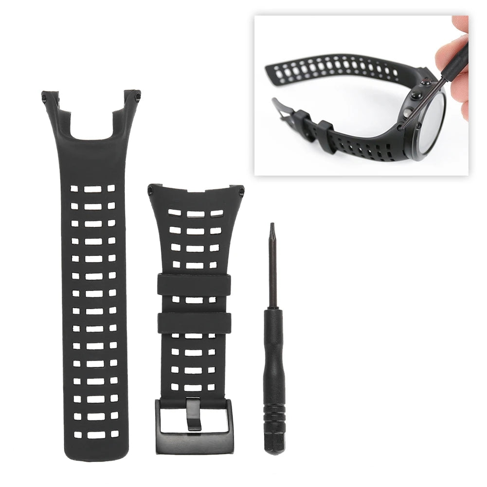 Rubber Watch Strap Rubber Watchband Watchband Wristwatch Strap Black Rubber Watchband for Suunto Ambit1/2/3 Watch Watch Strap Qme