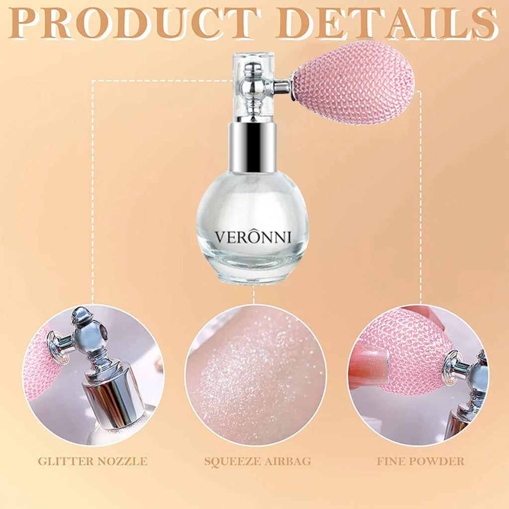 Glitter High Gloss Spray Shiny Glitter Spray for Hair and Face Universal Body Makeup Compatible for All Types of Skins and Tones Qme