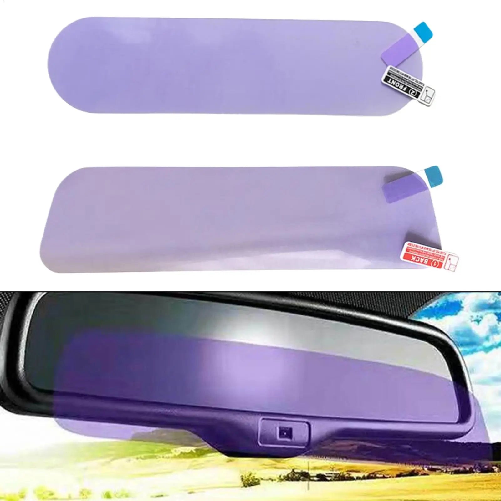 Car Rearview Mirror Film Vehicle Rearview Reflective-proof Protector Anti Fog Glare Mirror Film Waterproof Rainproof Protective Qme