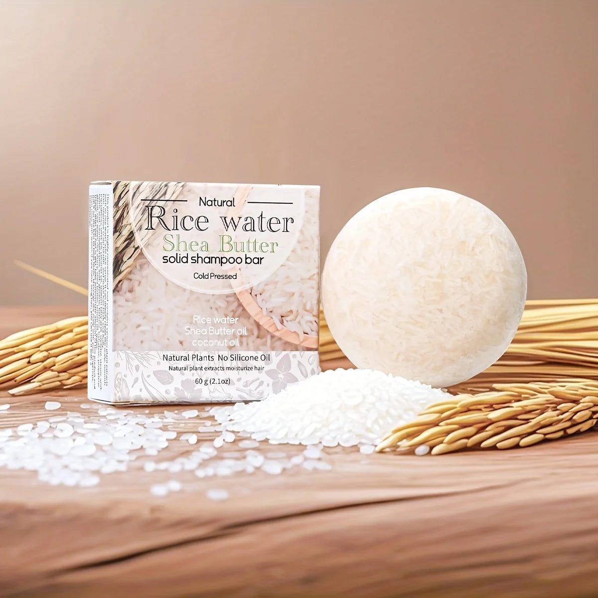 Rice Puree Essence Shea Butter Solid Shampoo Bar Deep Cleaning Double Qme