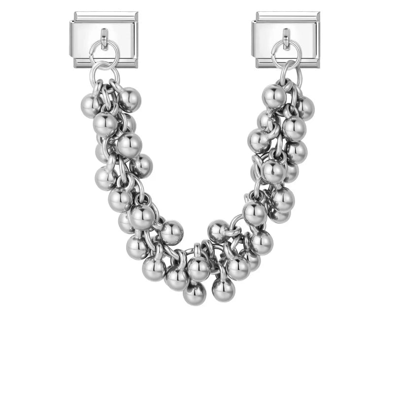 Women Colorful Round Zircon Sliver Stars Flower Tassel Chain Italian