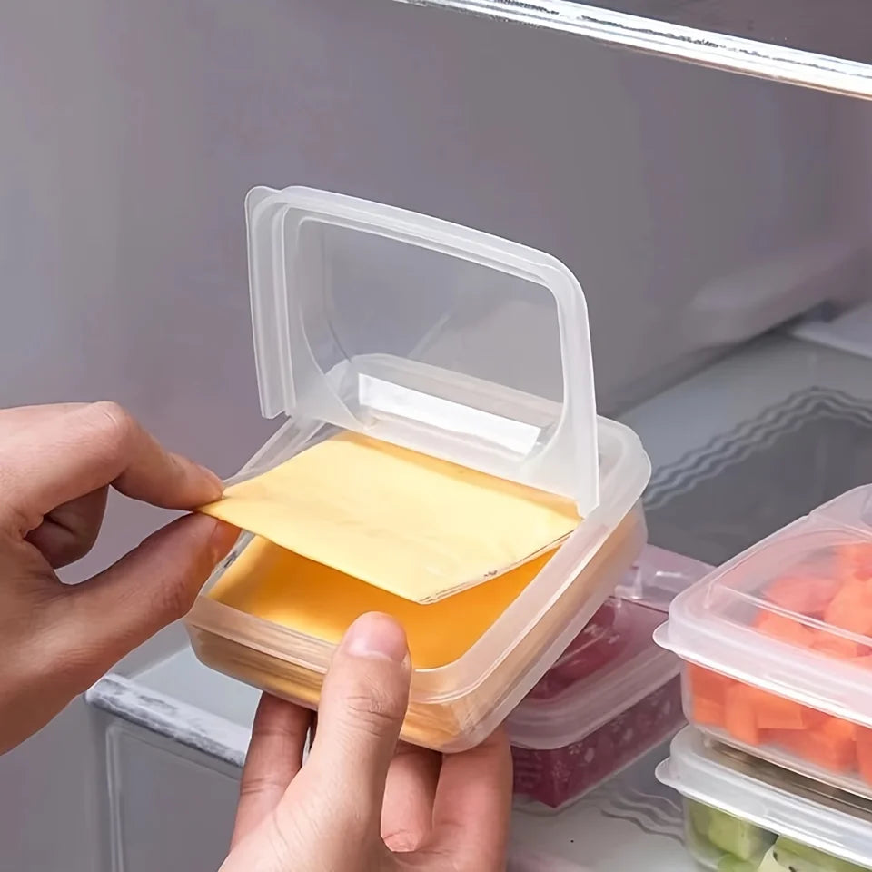 2 Storage Boxes Butter Cheese Slices Refrigerator Scallion Ginger Qme Clear