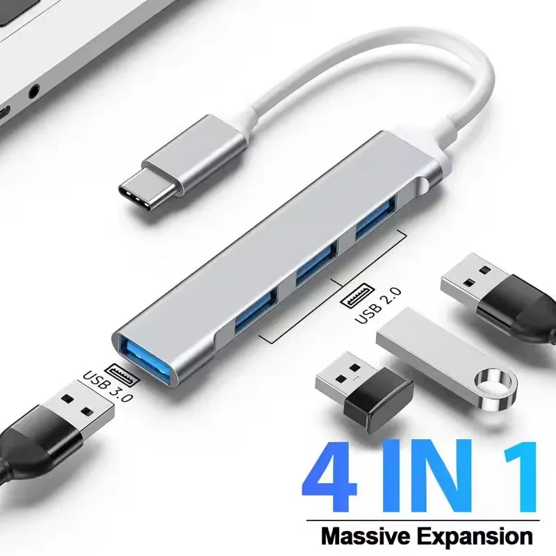 4-in-1 USB C Hub 3.0 Adapter High Speed Transmission USB Docking Station Multi Function Wire Divider For PC Computer Notebook Qme