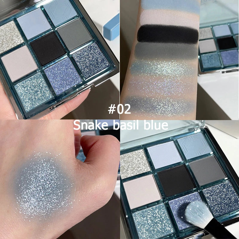 9-Color Eye Shadow Palette Vibrant Colors Shiny Waterproof Durable Qme 02