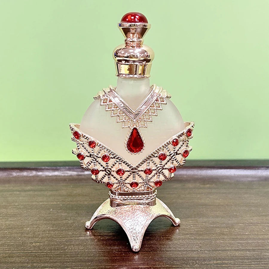 Crystal Rhinestone-encrusted Perfume Bottle Set, 30ml & 10ml Refillable Essential Oil Glass Dropper Bottles, Women's Accessories Qme Rose Gold 30ML